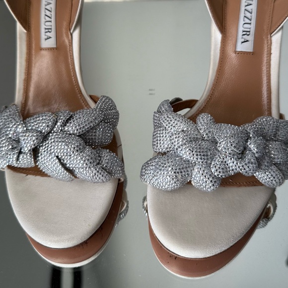 Aquazzura Galactic Flower 95 satin sandals $1,450 37.5 - Picture 12 of 14